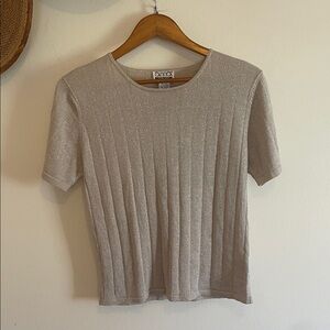 Vintage Metallic Knit Silk Short Sleeve Top